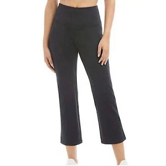 Jockey Women Black Yoga Capri Cropped Slit Flare Pants soft stretch size S - Picture 1 of 11